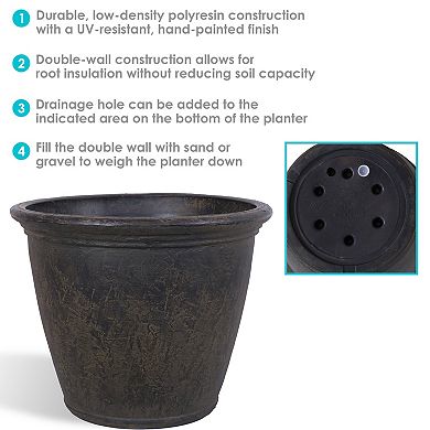 Sunnydaze 24 in Anjelica Polyresin Planter with UV-Resistance
