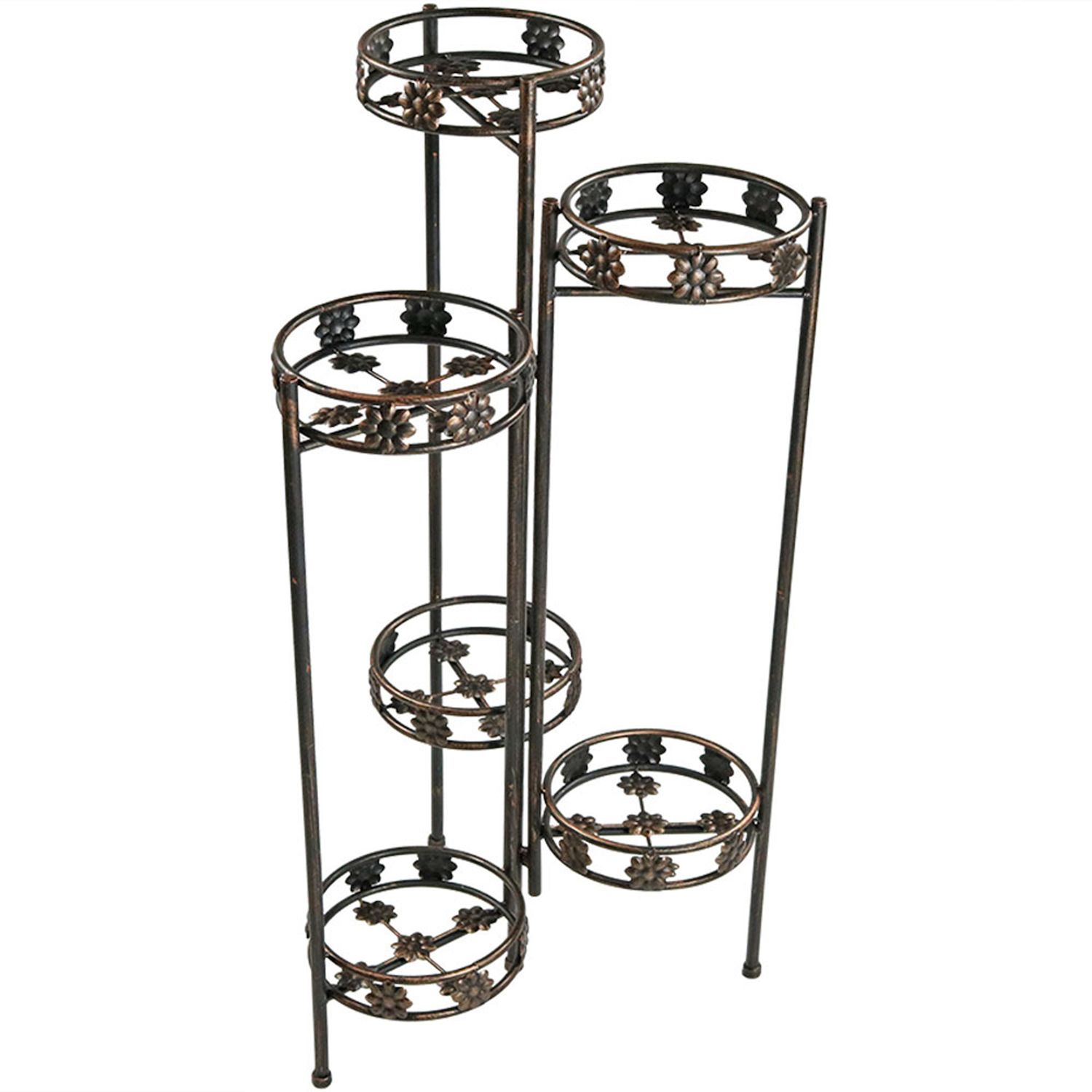 Sunnydaze 3-Tier Metal Iron Plant Stand with Scroll Edging