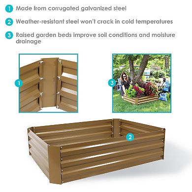 Sunnydaze 47.5" X 11.75" Galvanized Steel Raised Garden Bed