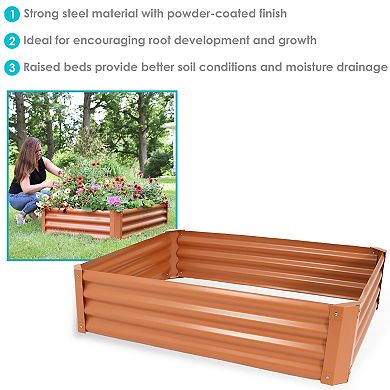 Sunnydaze Powder-Coated Steel Rectangle Raised Garden Bed - Brown - 47 in
