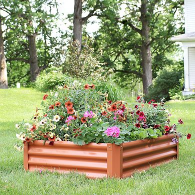 Sunnydaze Powder-Coated Steel Rectangle Raised Garden Bed - Brown - 47 in