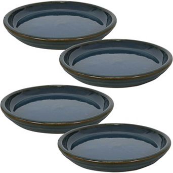 Sunnydaze 7 in Glazed Ceramic Flower Pot/Plant Saucer - Set of 4