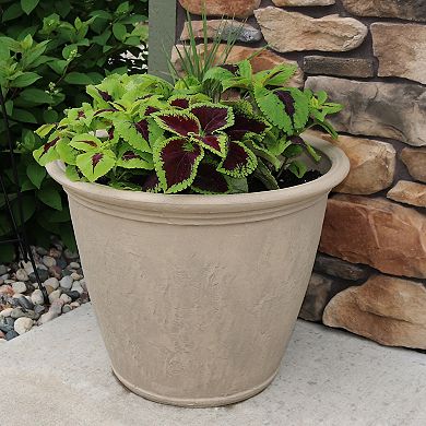 Sunnydaze 24 in Anjelica Unbreakable Polyresin Planter - Beige - Set of 4