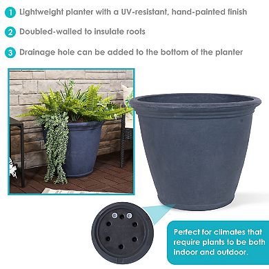 Sunnydaze 24 in Anjelica Unbreakable Polyresin Planter - Slate Finish