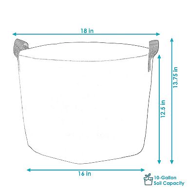 Sunnydaze 10-Pack Garden Grow Bags with Handles - Non-Woven Fabric - 10-Gallon