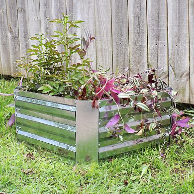 Sunnydaze Galvanized Steel Square Raised Garden Bed - 24 in - Silver
