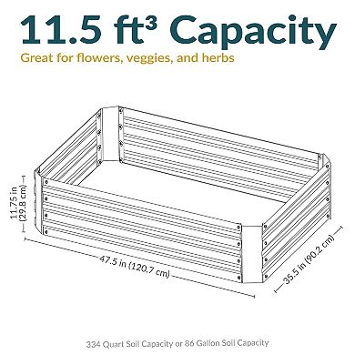 Sunnydaze 47.5" X 11.75" Galvanized Steel Raised Garden Bed