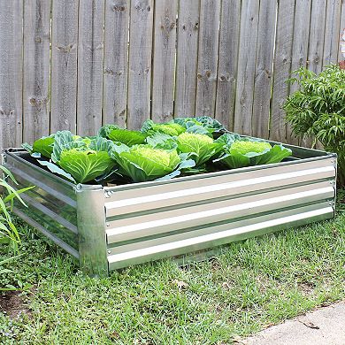 Sunnydaze Galvanized Steel Rectangle Raised Garden Bed - 47 in - Silver