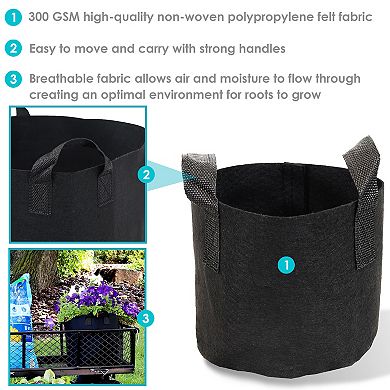 Sunnydaze 1-Pack Garden Grown Bag with Handles - Nonwoven Fabric - 10-Gallon