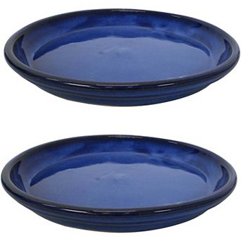 Sunnydaze 7 in Glazed Ceramic Flower Pot/Plant Saucers - Set of 2