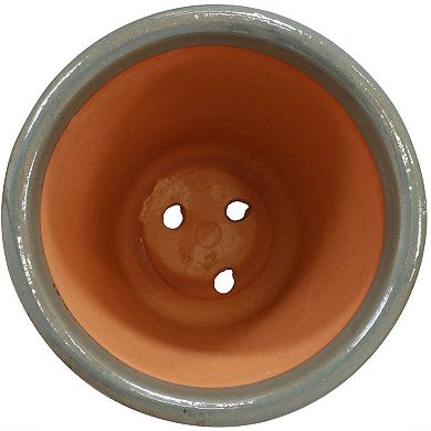 Sunnydaze 15 in Studio High-Fired Glazed Ceramic Planter - Gray