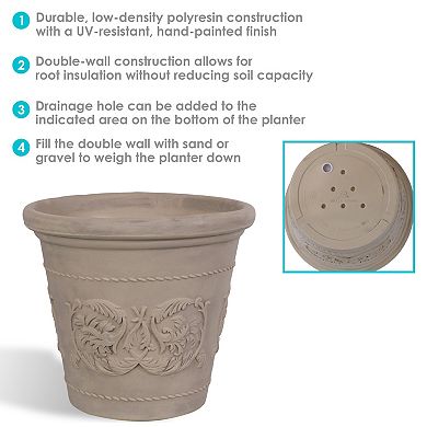 Sunnydaze 19.5 in Arabella Polyresin Outdoor Planter