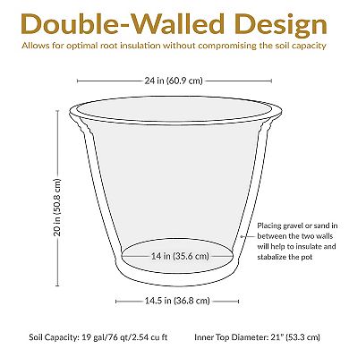 Sunnydaze 24 in Anjelica Polyresin Planter with UV-Resistance - Beige