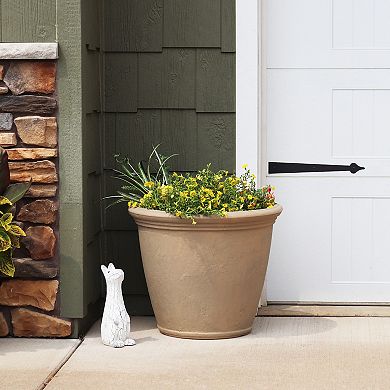 Sunnydaze 24 in Anjelica Polyresin Planter with UV-Resistance - Beige