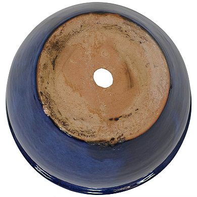 Sunnydaze 12 in Chalet Glazed Ceramic Planter - Imperial Blue - Set of 2