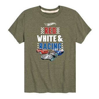 Boys 8-20 Hot Wheels Red White Racing Graphic Tee
