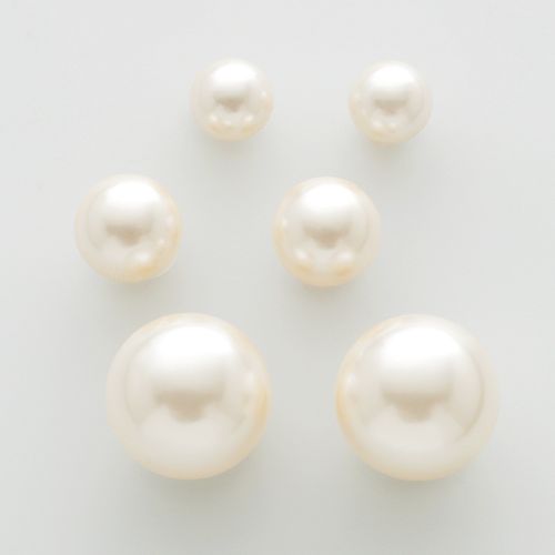 Gold-Tone Simulated Pearl Stud Earring Set