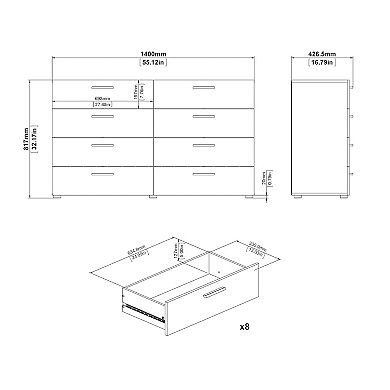 Tvilum Austin 8-Drawer Double Dresser 