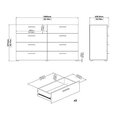 Tvilum Austin 8-Drawer Double Dresser