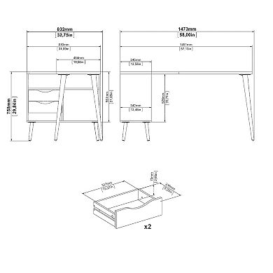 Tvilum Diana 2-Drawer & 3-Shelf Desk