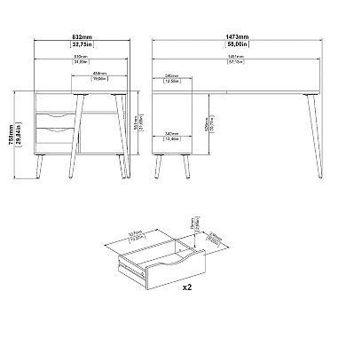 Tvilum Diana 2-Drawer & 3-Shelf Desk