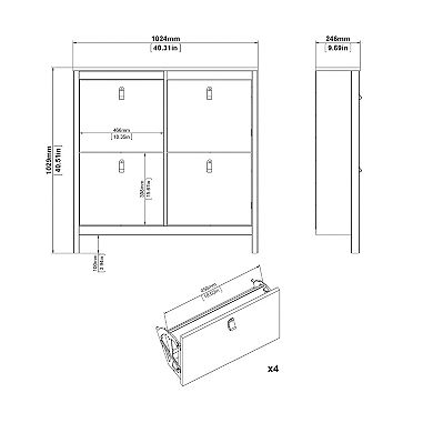 Tvilum Madrid 4-Drawer Shoe Cabinet Floor Decor