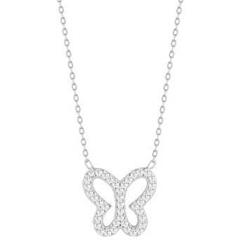 Sunkissed Sterling Cubic Zirconia Open Butterfly Pendant Necklace