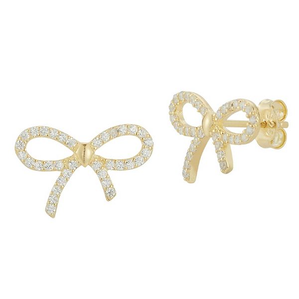 Sunkissed Sterling Cubic Zirconia Bow Stud Earrings