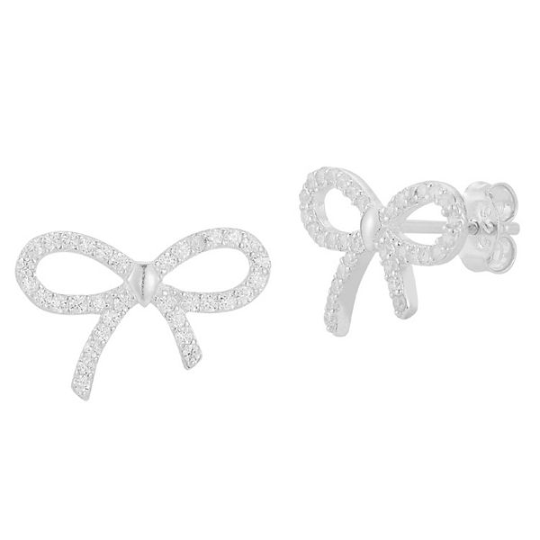 Sunkissed Sterling Cubic Zirconia Bow Stud Earrings