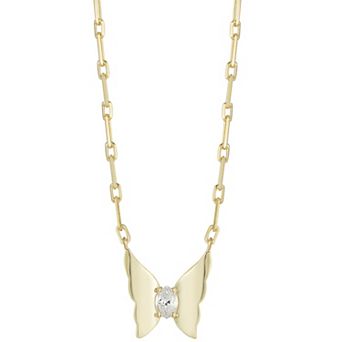 Sunkissed Sterling Cubic Zirconia Butterfly Pendant Necklace