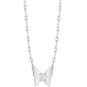 Sunkissed Sterling Cubic Zirconia Butterfly Pendant Necklace