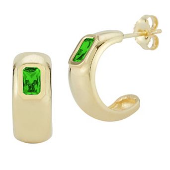 Sunkissed Sterling 14k Gold Over Silver Cubic Zirconia Hoop Earrings