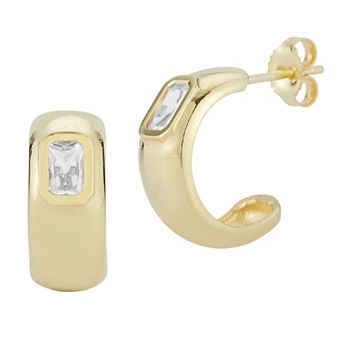 Sunkissed Sterling 14k Gold Over Silver Cubic Zirconia Hoop Earrings