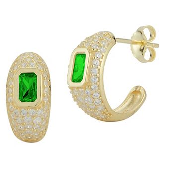 Sunkissed Sterling 14k Gold Over Silver Cubic Zirconia Hoop Earrings