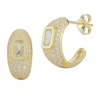 Sunkissed Sterling 14k Gold Over Silver Cubic Zirconia Hoop Earrings