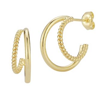 Sunkissed Sterling Double Ring Huggie Hoop Earrings
