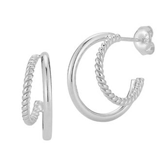 Sunkissed Sterling Double Ring Huggie Hoop Earrings