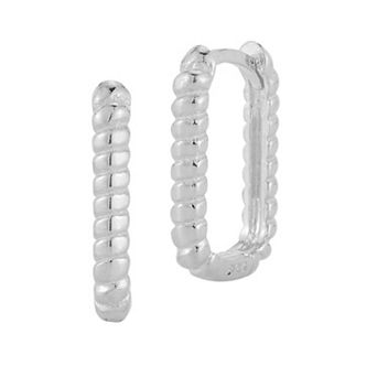 Sunkissed Sterling Square Oval Twist Huggie Hoop Earrings