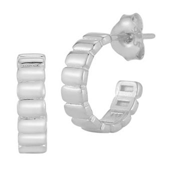 Sunkissed Sterling Ribbed Huggie Hoop Earrings