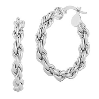 Sunkissed Sterling Rope Chain Hoop Earrings