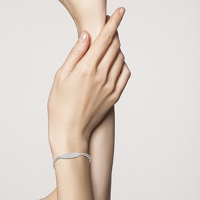 Sunkissed Sterling Cubic Zirconia Bar Curb Chain Bracelet