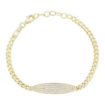 Sunkissed Sterling Cubic Zirconia Bar Curb Chain Bracelet
