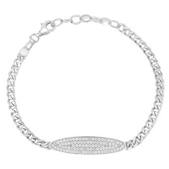 Sunkissed Sterling Cubic Zirconia Bar Curb Chain Bracelet