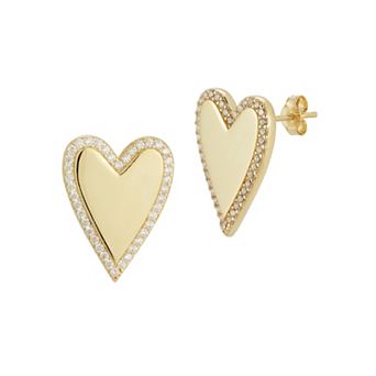 Sunkissed Sterling Cubic Zirconia Heart Stud Earrings
