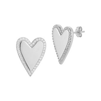 Sunkissed Sterling Cubic Zirconia Heart Stud Earrings