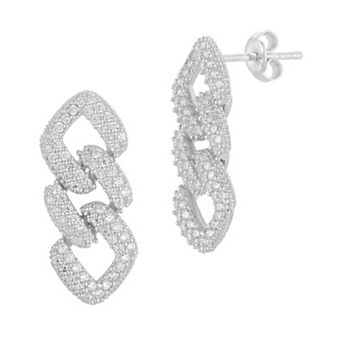 Sunkissed Sterling Cubic Zirconia Link Drop Earrings