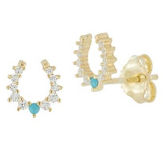 Sunkissed Sterling Cubic Zirconia Dainty Horseshoe Stud Earrings