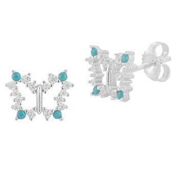 Sunkissed Sterling Cubic Zirconia Butterfly Stud Earrings
