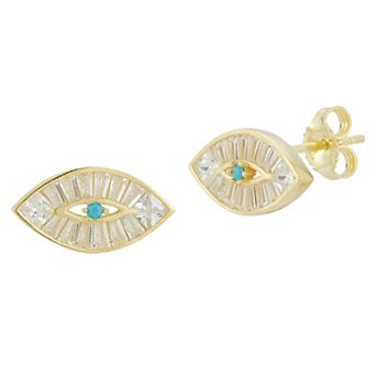 Sunkissed Sterling Cubic Zirconia Evil Eye Stud Earrings