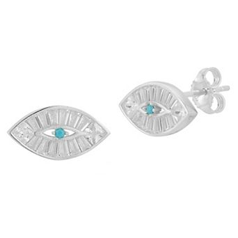 Sunkissed Sterling Cubic Zirconia Evil Eye Stud Earrings
